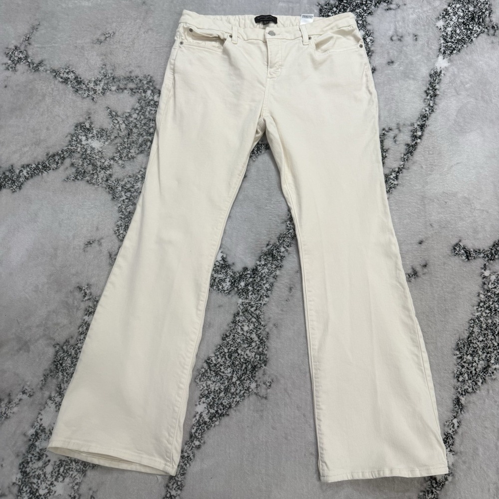 Banana Republic Low Rise Boot Cut Jeans Womens‎ 32X14 Ivory Stretch Denim Pants